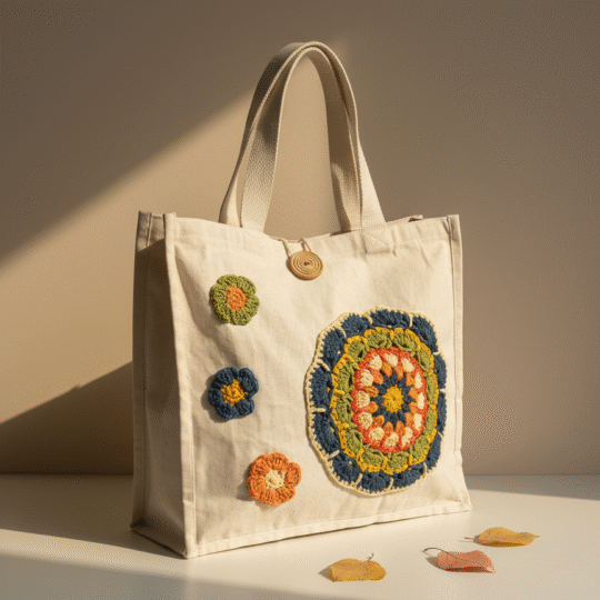 Totebag Mollica ganchillo azul