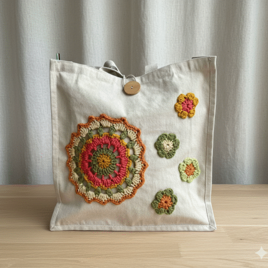 Totebag Mollica ganchillo salmón