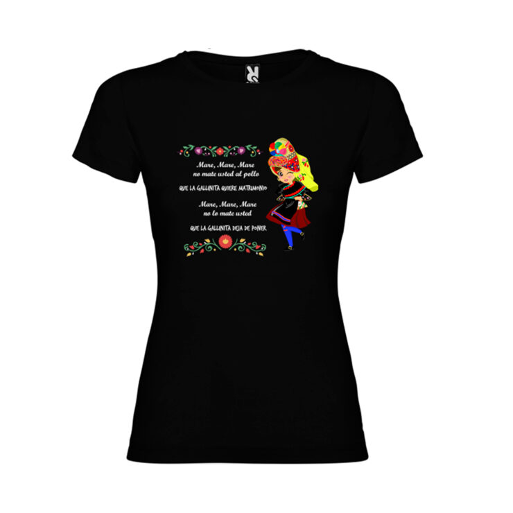 Ajecho camiseta Femenina negra Mare Mare pollo