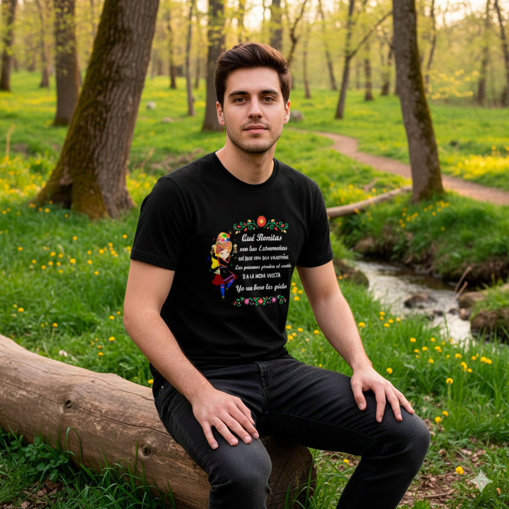 ajecho camiseta unisex negra extremenas bonitas chico IA