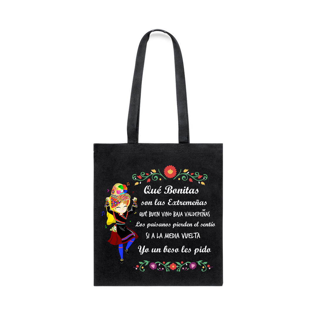 Ajecho Totebag extremenas bonitas algodon negra