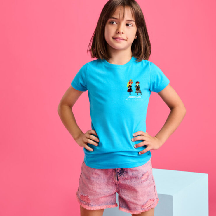Ajecho camiseta mocinas infantil azul turquesa nina